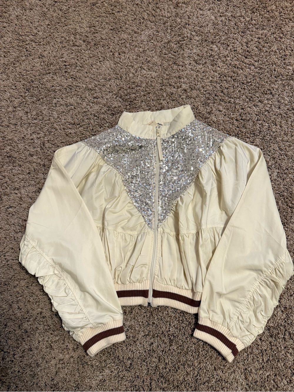 Joyfolie kids Cream Sequined Zip-Front jacket